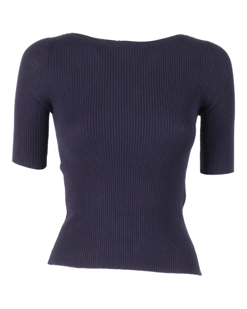 Max Mara Geripptes Waser T-Shirt - Blau Blau