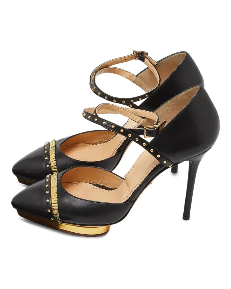 Charlotte Olympia studded pointed-toe pumps - Schwarz Schwarz