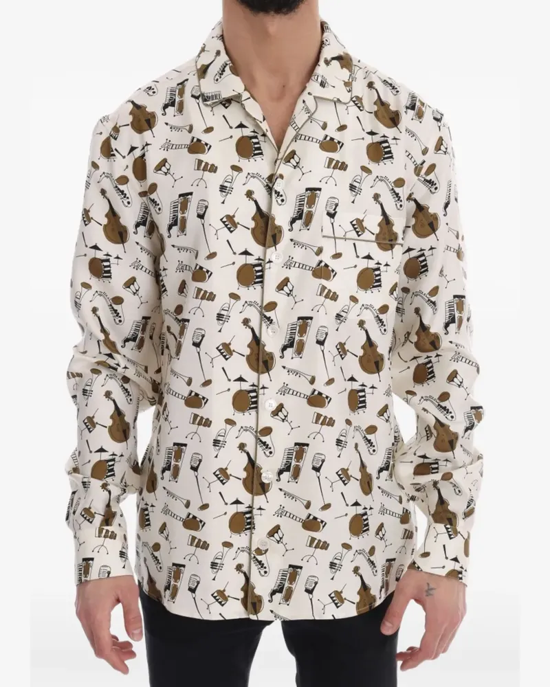 Dolce & Gabbana musical-instrument-print silk shirt - Nude Nude