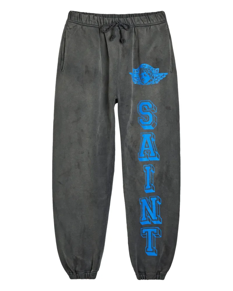 SAINT MXXXXXX drawstring graphic-print track pants - Schwarz Schwarz