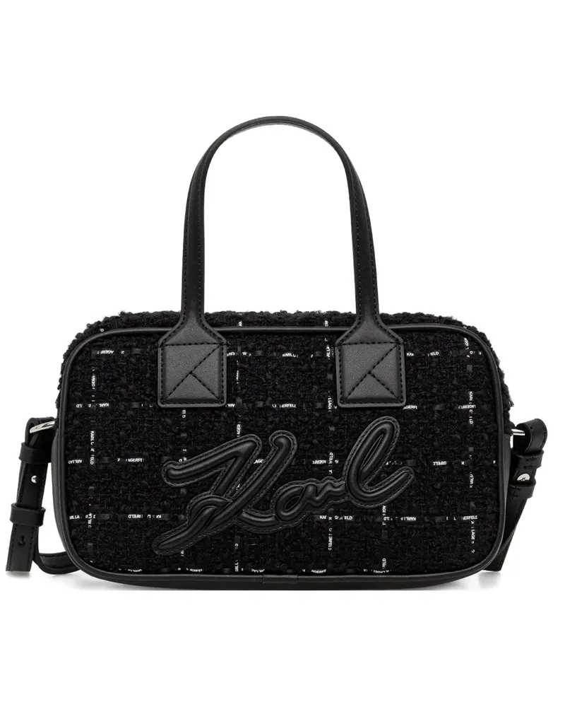 Karl Lagerfeld Tweed-Shopper mit Logo - Schwarz Schwarz