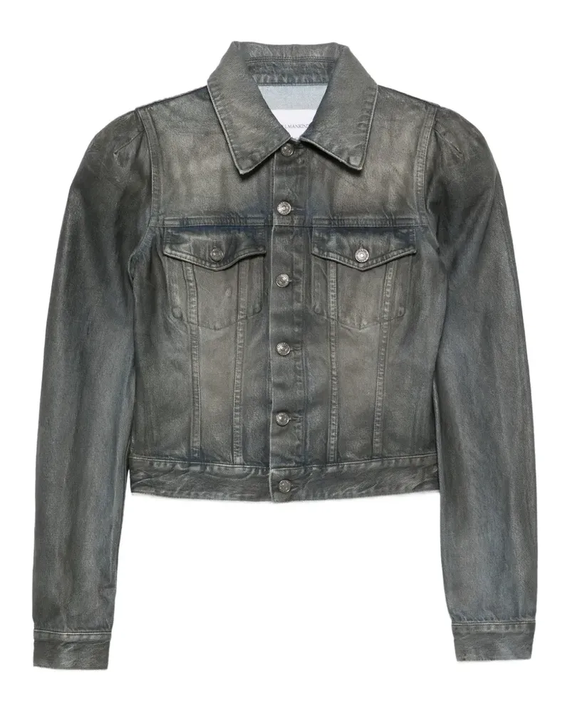 7 for all mankind puff-sleeve denim jacket - Grau Grau