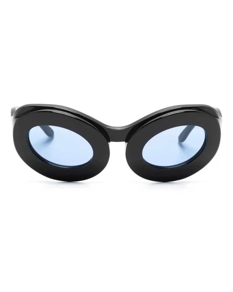Henrik Vibskov Tyler Sonnenbrille mit ovalem Gestell - Schwarz Schwarz