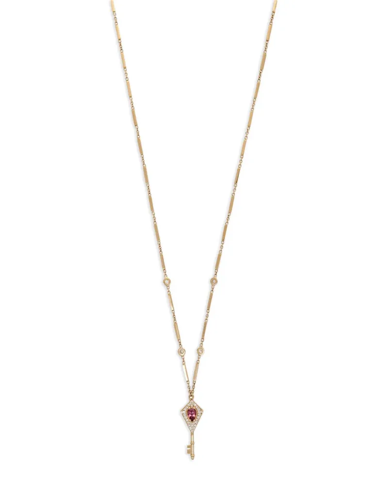 Jacquie Aiche 14kt Gelbgoldhalskette mit Schlüsselanhänger mit Turmalin und Diamanten Gold