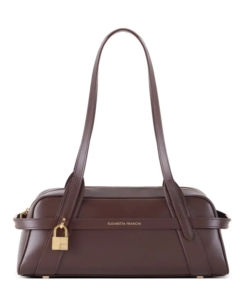 Elisabetta Franchi small padlock-detail leather shoulder bag - Braun Braun
