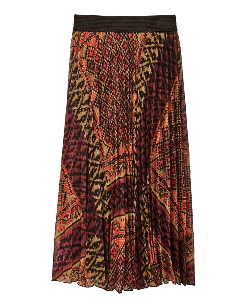 ba&sh OLGIA geometric-print pleated skirt - Rot Rot