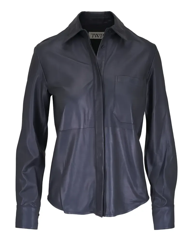 TWP Cowboy Langarmshirt aus Leder - Blau Blau