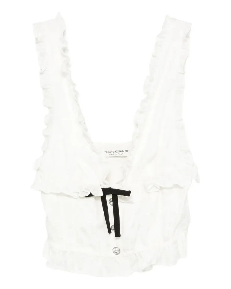 Alessandra Rich Top mit Schleifendetail - Weiß Weiß