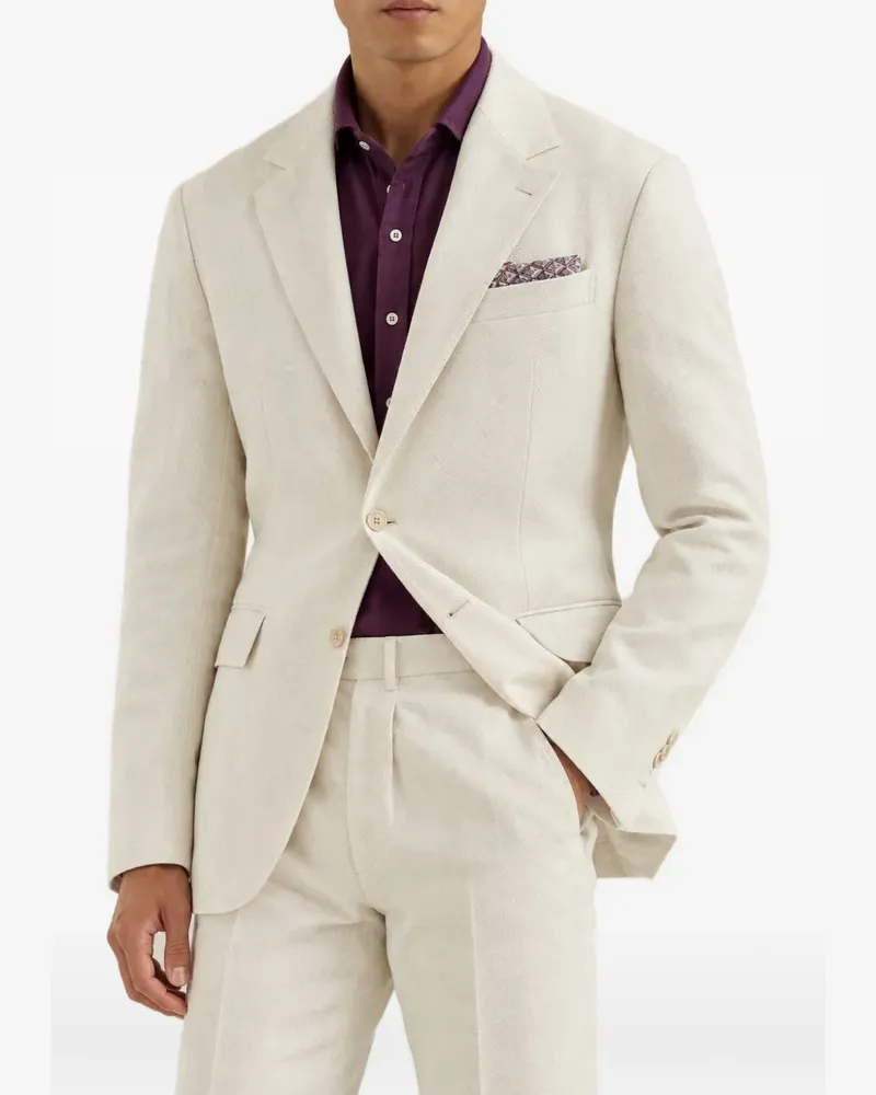 Brunello Cucinelli cotton-linen blend suit - Nude Nude