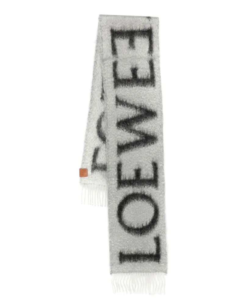 Loewe Schal mit Logo-Print - Grau Grau