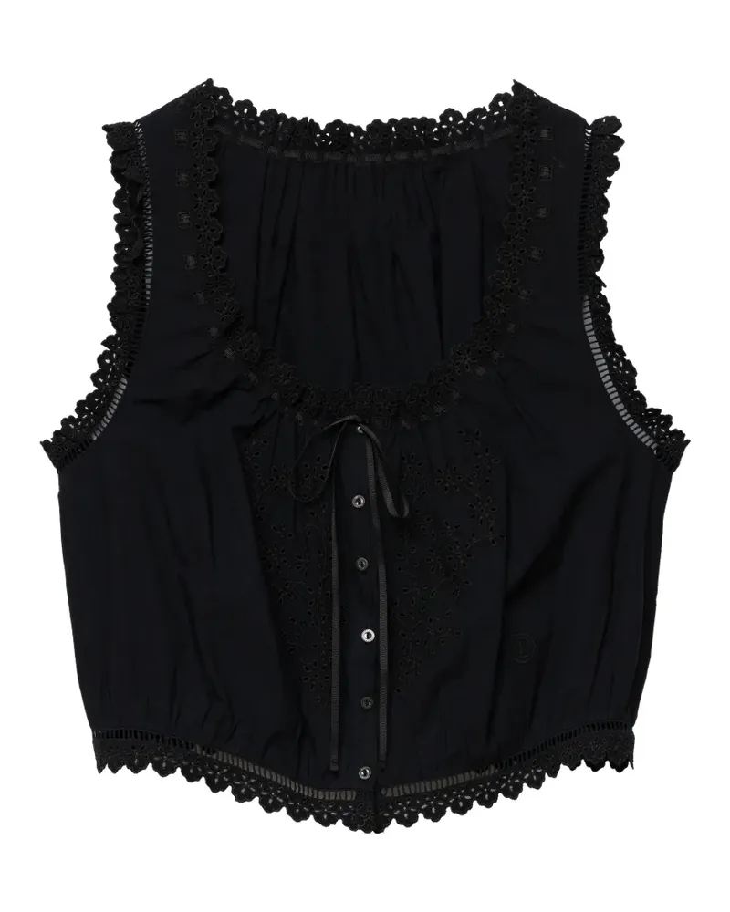 DÔEN broderie-anglaise scallop-edge top - Schwarz Schwarz