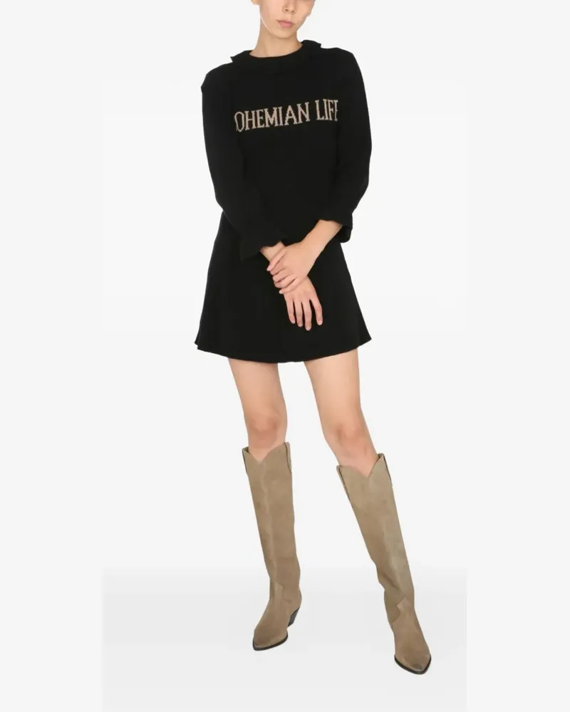 Alberta Ferretti Gerüschtes Bohemian Life Minikleid - Schwarz Schwarz
