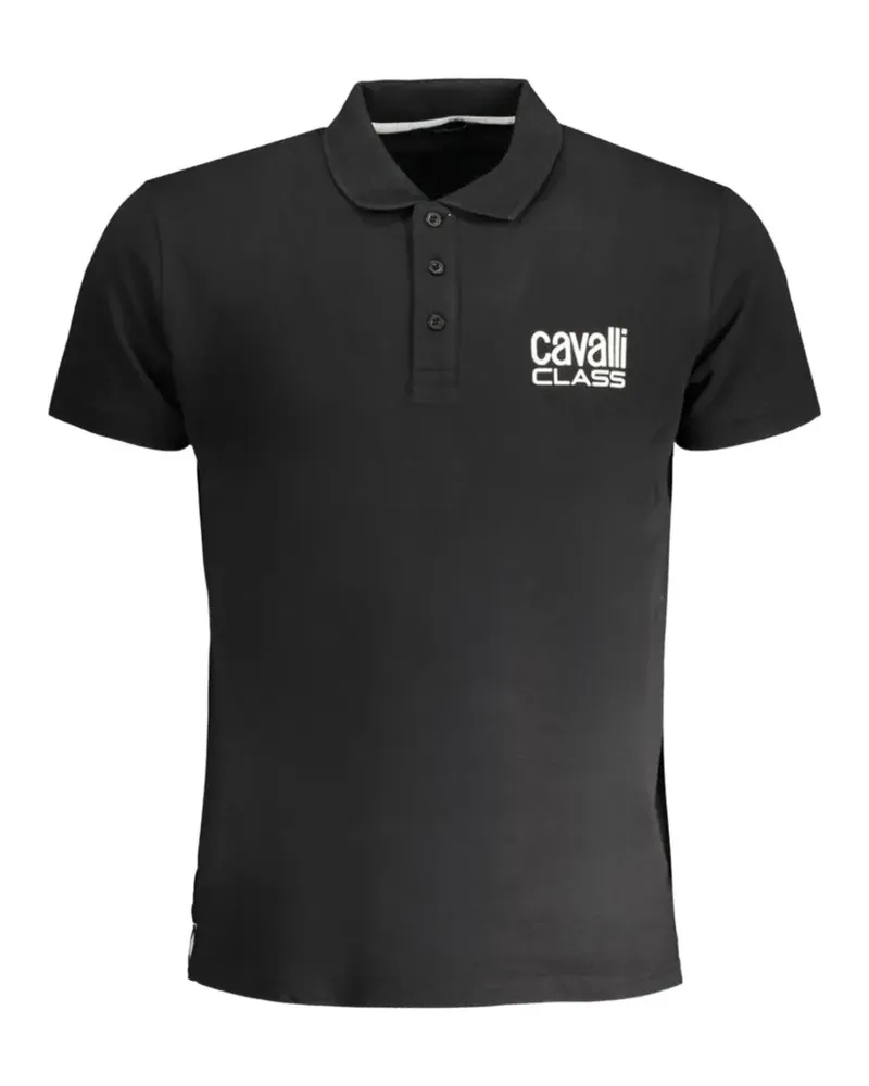 Roberto Cavalli logo-embroidered cotton polo shirt - Schwarz Schwarz