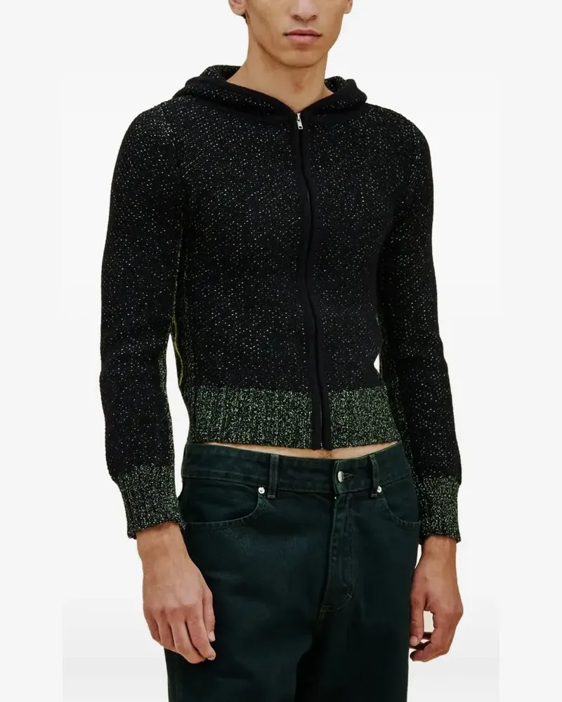 Eckhaus Latta Drift Merino-Hoodie mit Reißverschluss - Schwarz Schwarz