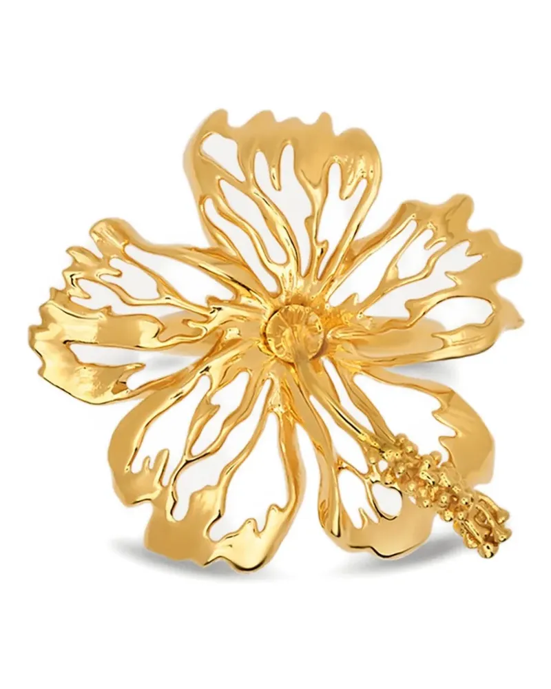Oscar de la Renta Hibiskus-Ring mit durchbrochener Verarbeitung - Gold Gold