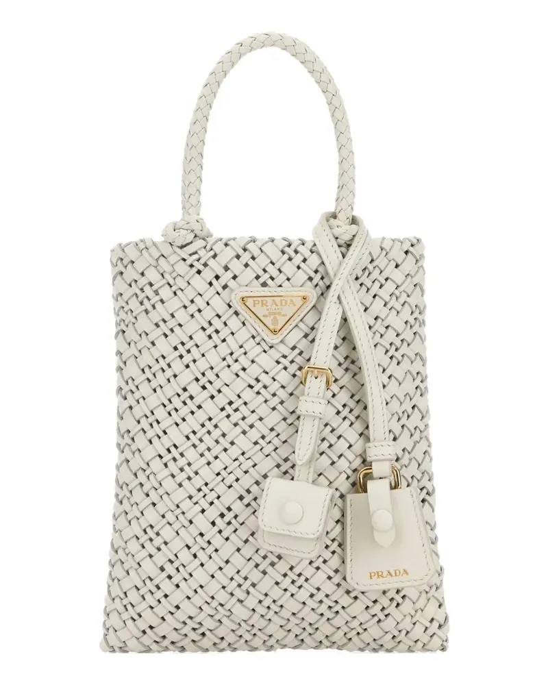 Prada triangle-logo tote bag - Weiß Weiß