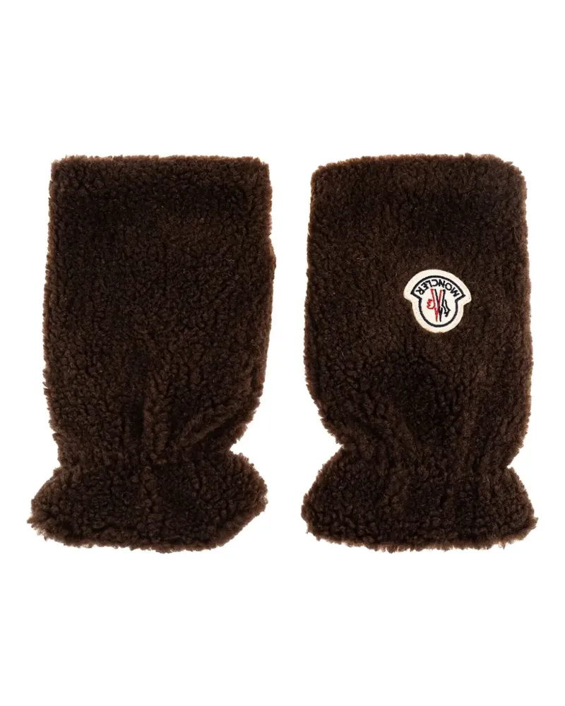 Moncler Handschuhe mit Logo-Patch - Braun Braun