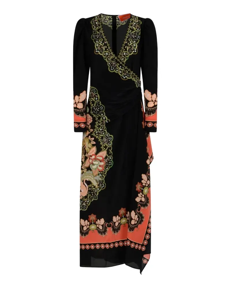 La DoubleJ long sleeve floral print dress - Schwarz Schwarz