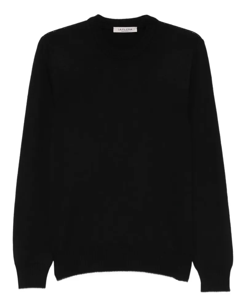 La Fileria Gerippter Pullover - Schwarz Schwarz