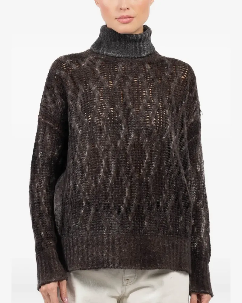 Avant Toi Rollkragenpullover mit Lochmuster - Braun Braun