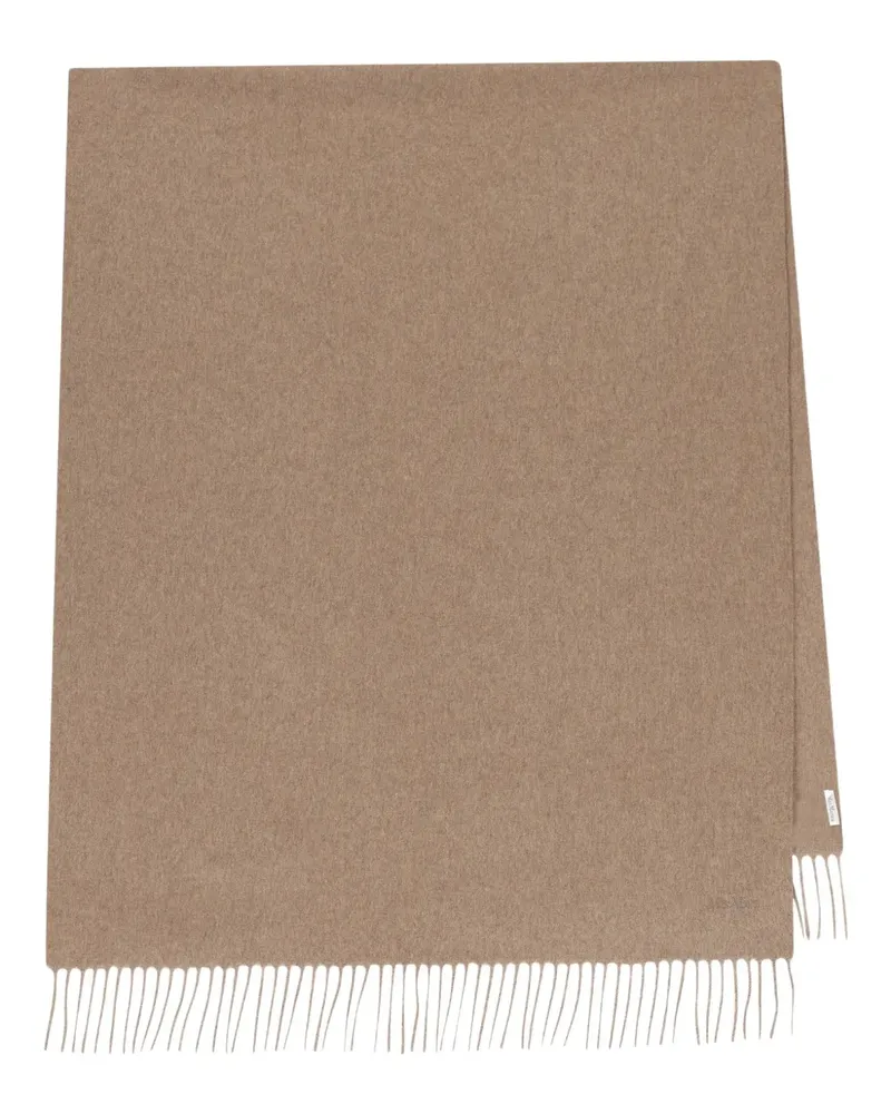 Max Mara logo-embroidered fringed scarf - Nude Nude