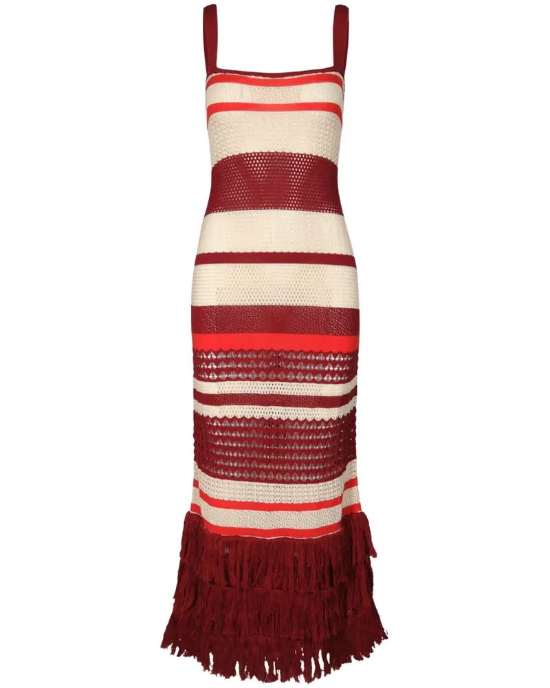 Johanna Ortiz Gestreiftes Midikleid - Rot Rot