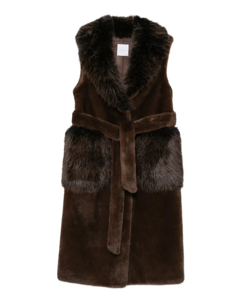 CENERE GB faux-fur belted coat - Braun Braun