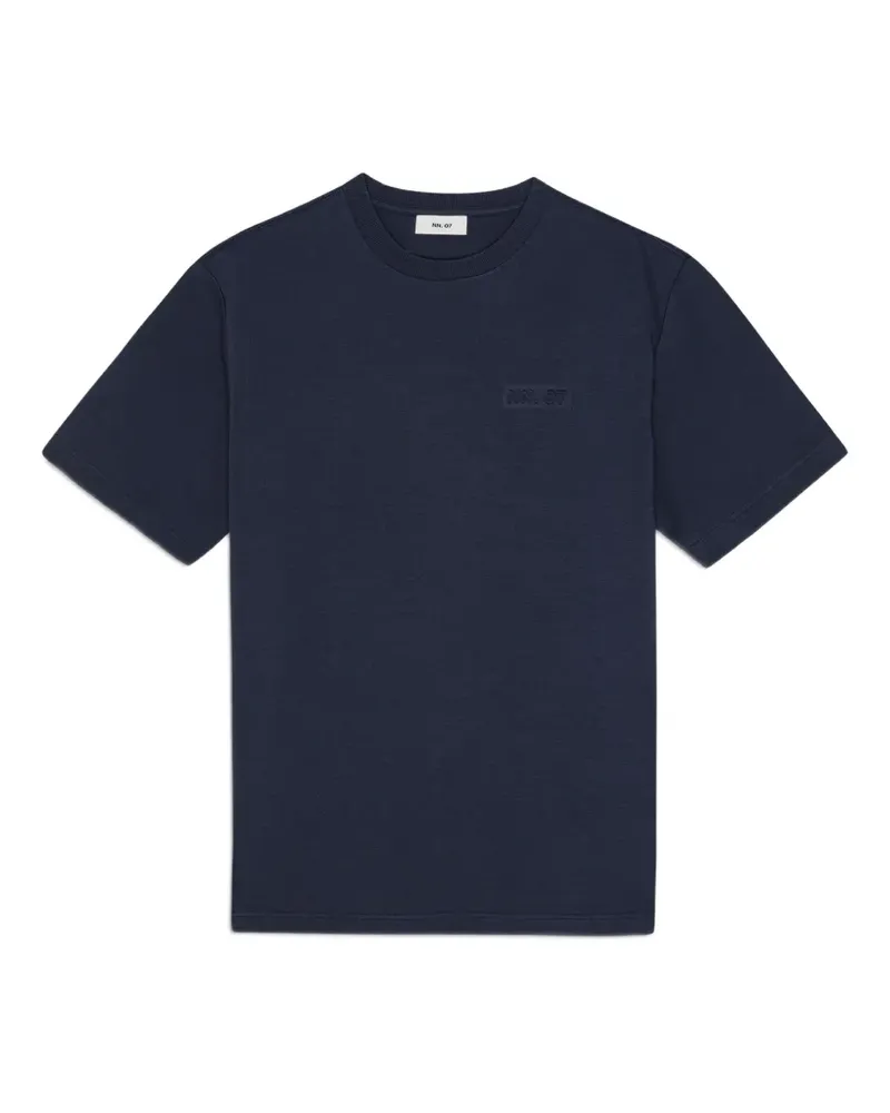 NN 07 T-Shirt mit Logo-Print - Blau Blau