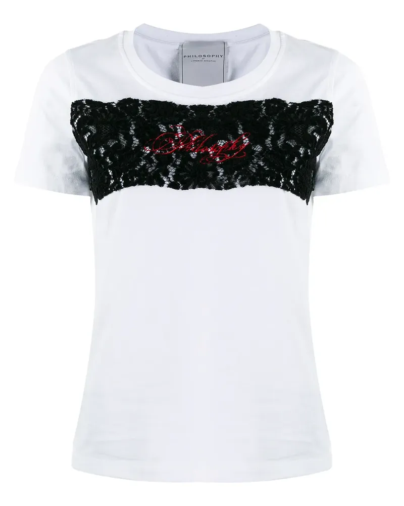 Philosophy Di Lorenzo Serafini T-Shirt mit Spitze - Weiß Weiß