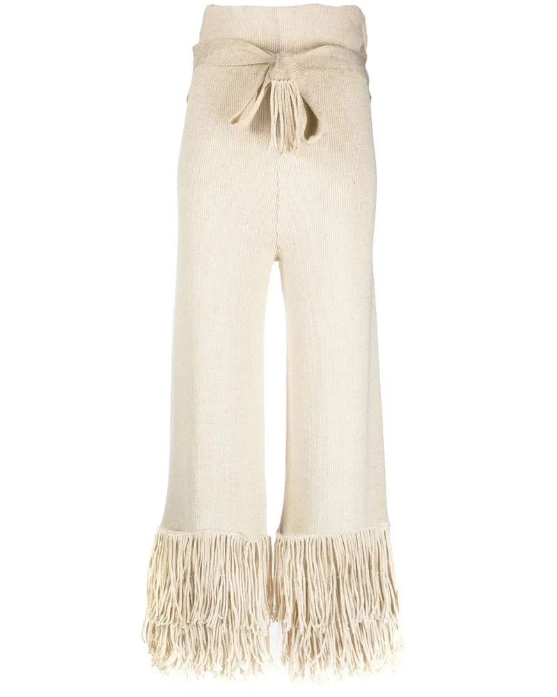 Lukhanyo Mdingi Gerippte Strickhose - Nude Nude