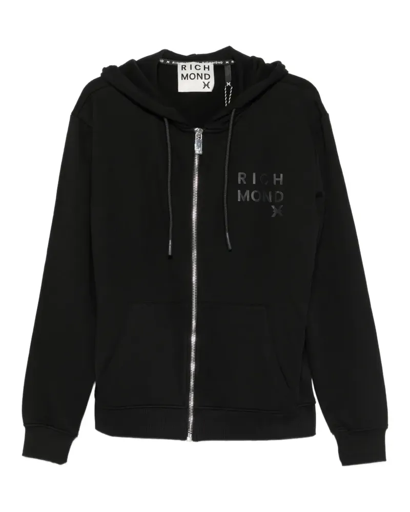 John Richmond logo-print zip-up hoodie - Schwarz Schwarz