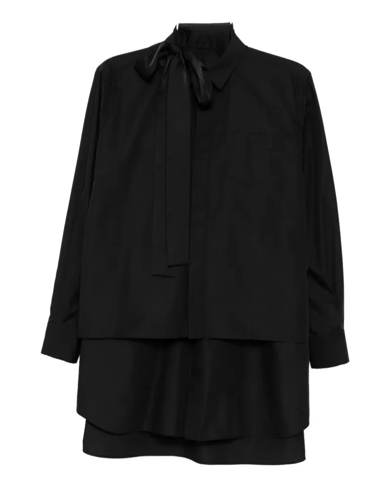 Sacai pussy-bow layered shirt - Schwarz Schwarz