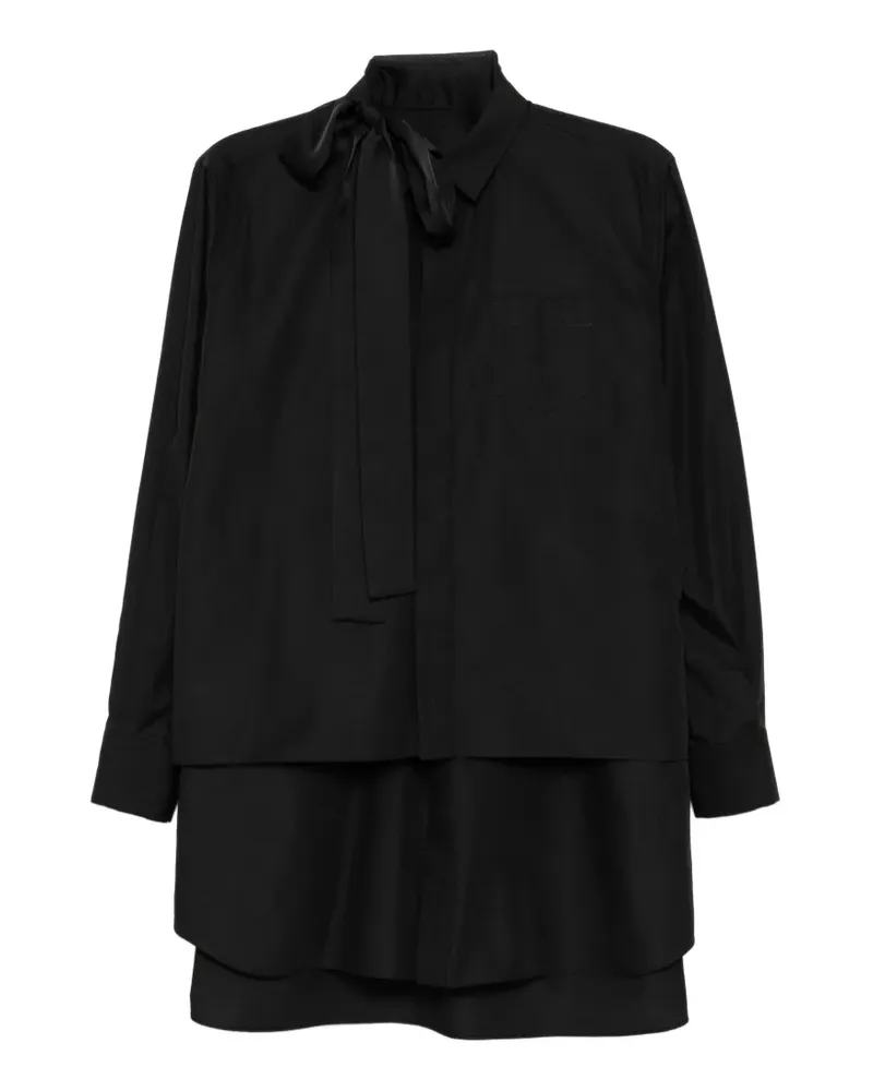 Sacai pussy-bow layered shirt - Schwarz Schwarz