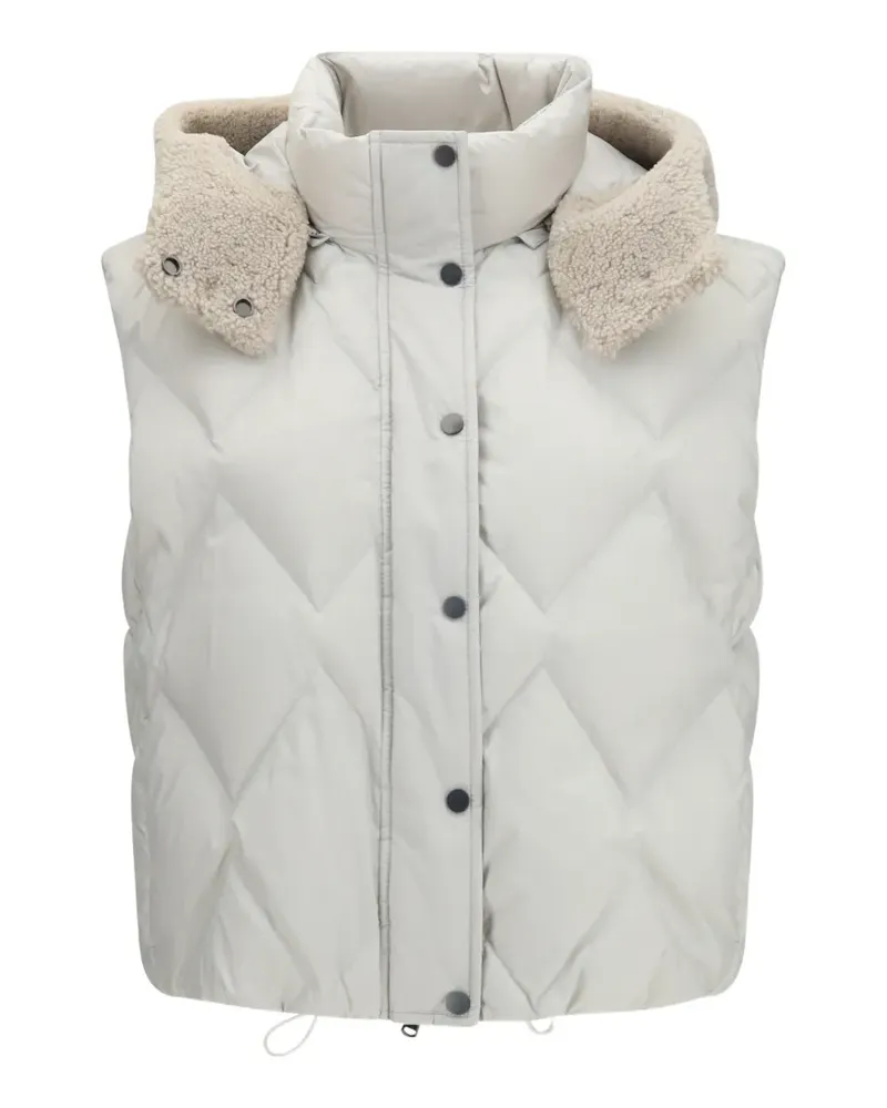 Brunello Cucinelli padded shearling-trim gilet - Grau Grau