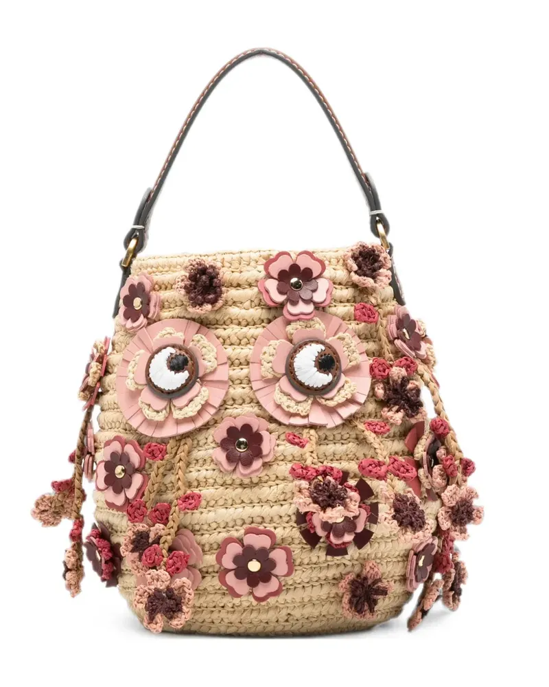Anya Hindmarch floral-embellished mini bag - Nude Nude