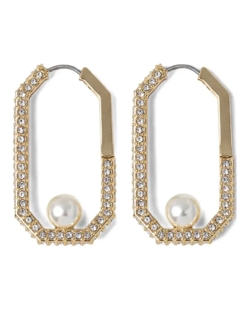 AllSaints Ellie crystal-embellished faux-pearl earrings - Gold Gold