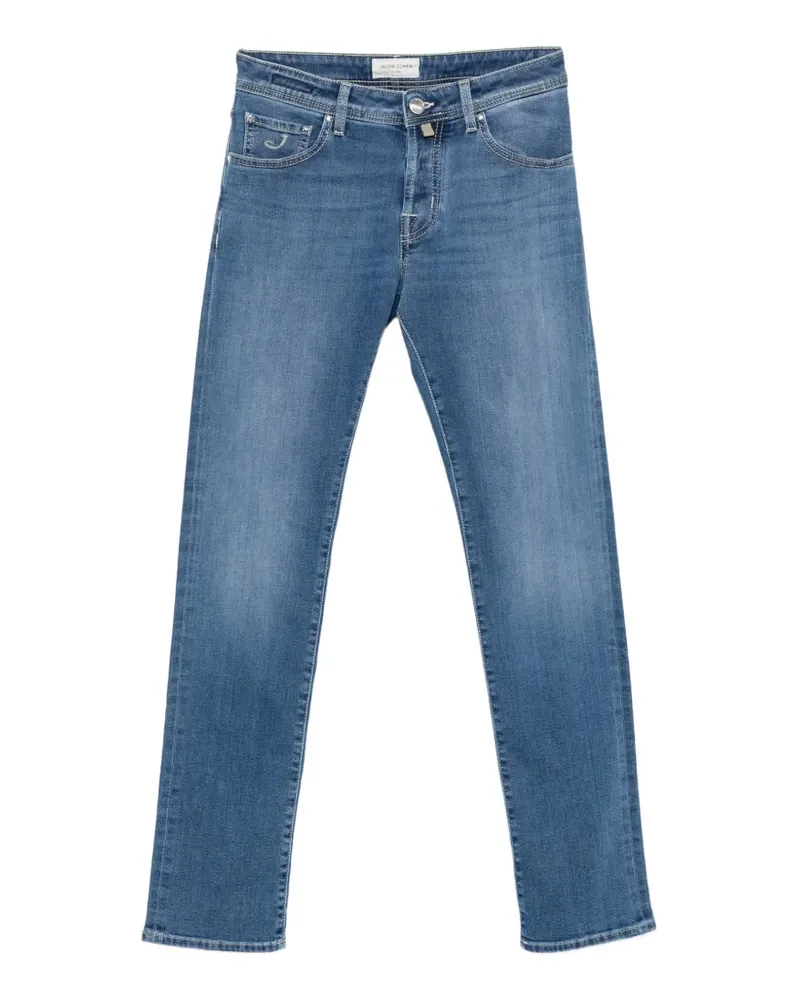 Jacob Cohën logo-patch slim-fit jeans - Blau Blau