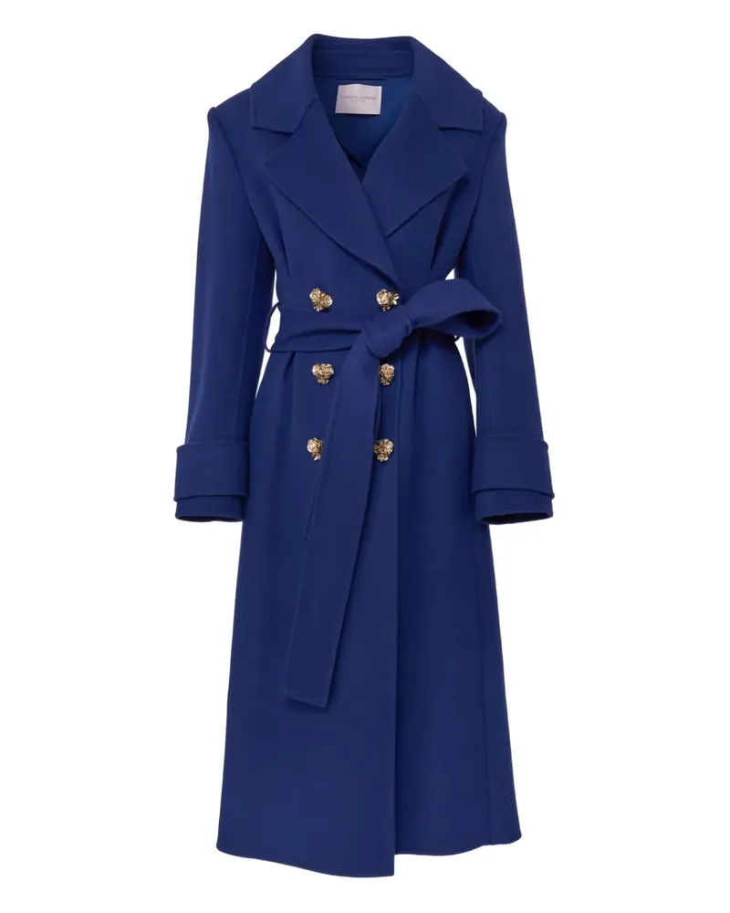 Carolina Herrera New York Doppelreihiger Mantel mit Gürtel - Blau Blau