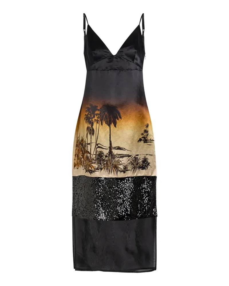 STAUD Nalu print sequin dress - Schwarz Schwarz