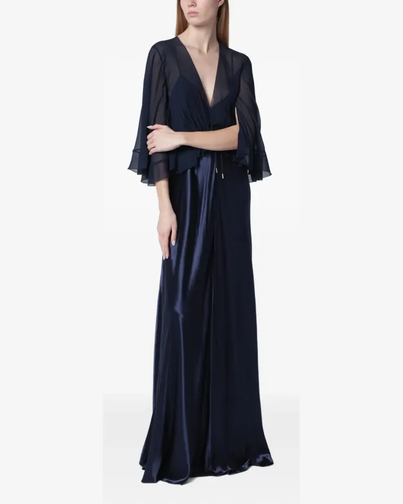 Alberta Ferretti ruffled V-neck dress - Blau Blau