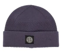 Gerippte Beanie mit Logo-Patch - Blau