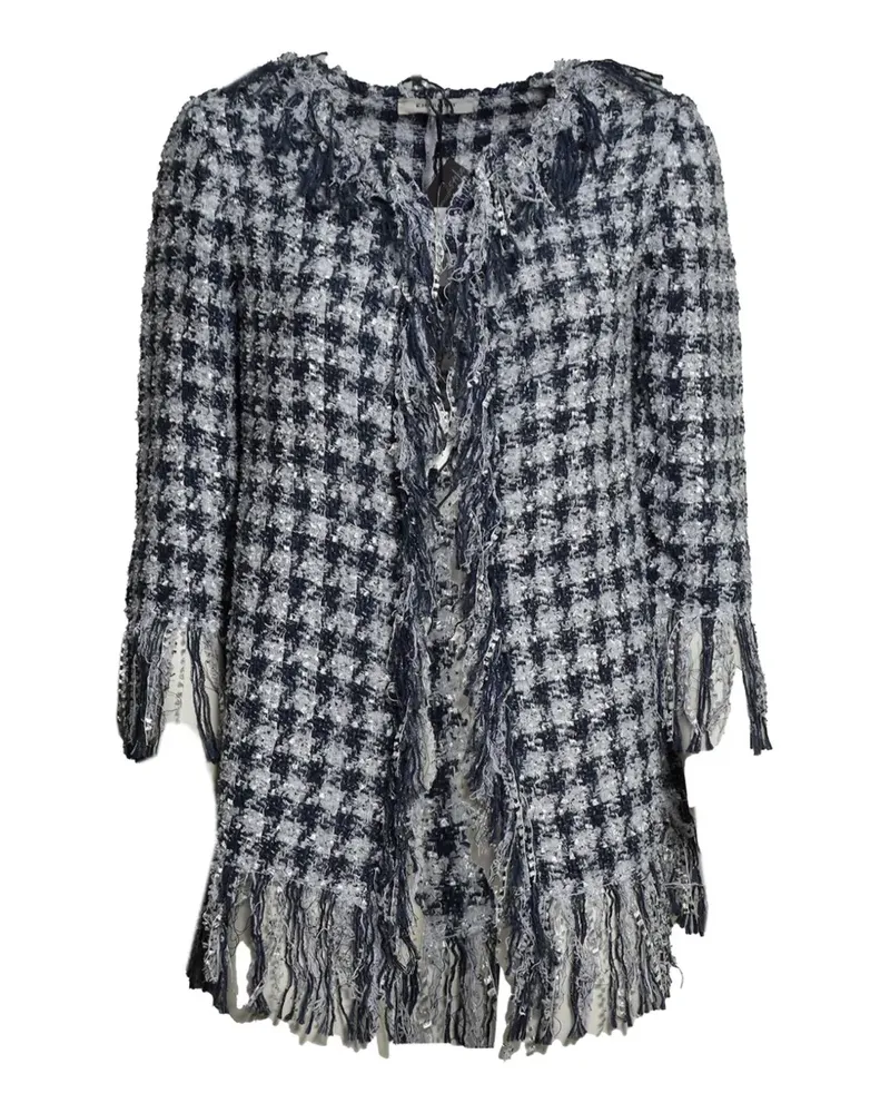 Charlott Tweed-Jacke mit Fransen - Blau Blau