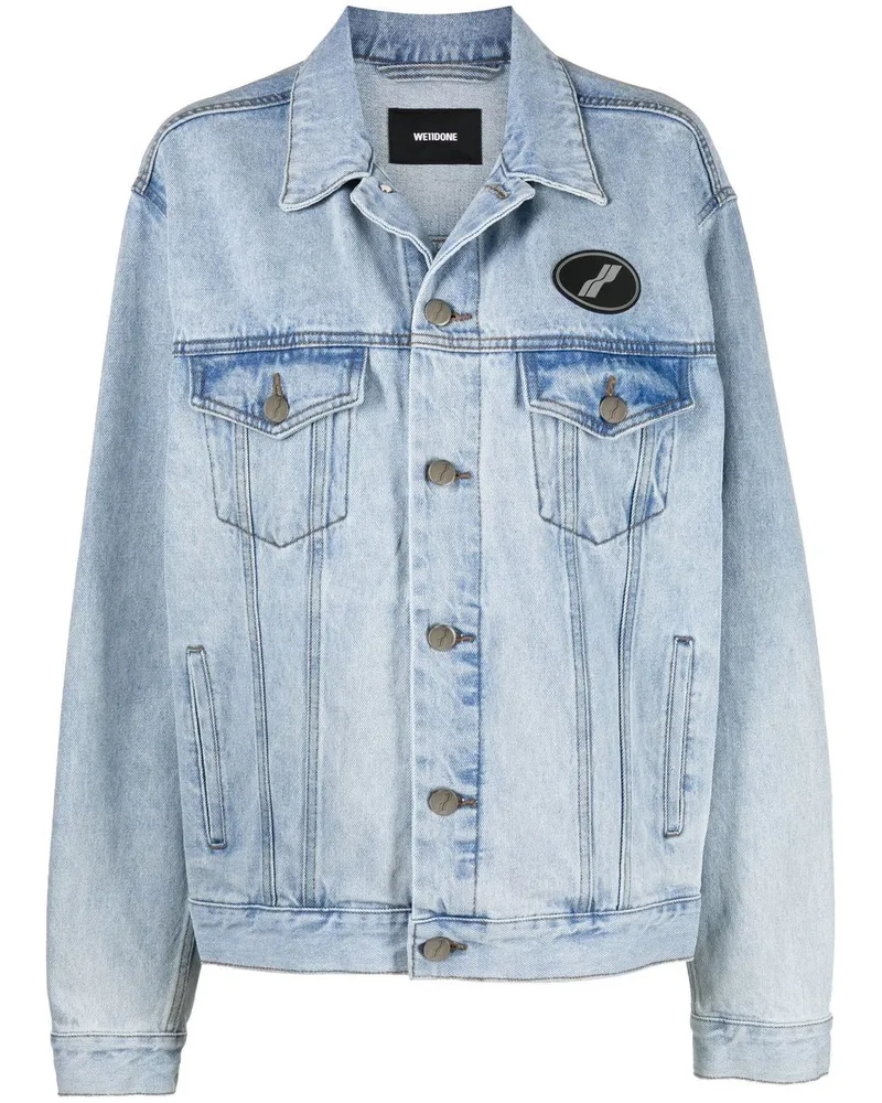 WE 11 DONE Jeansjacke mit Logo-Patch - Blau Blau
