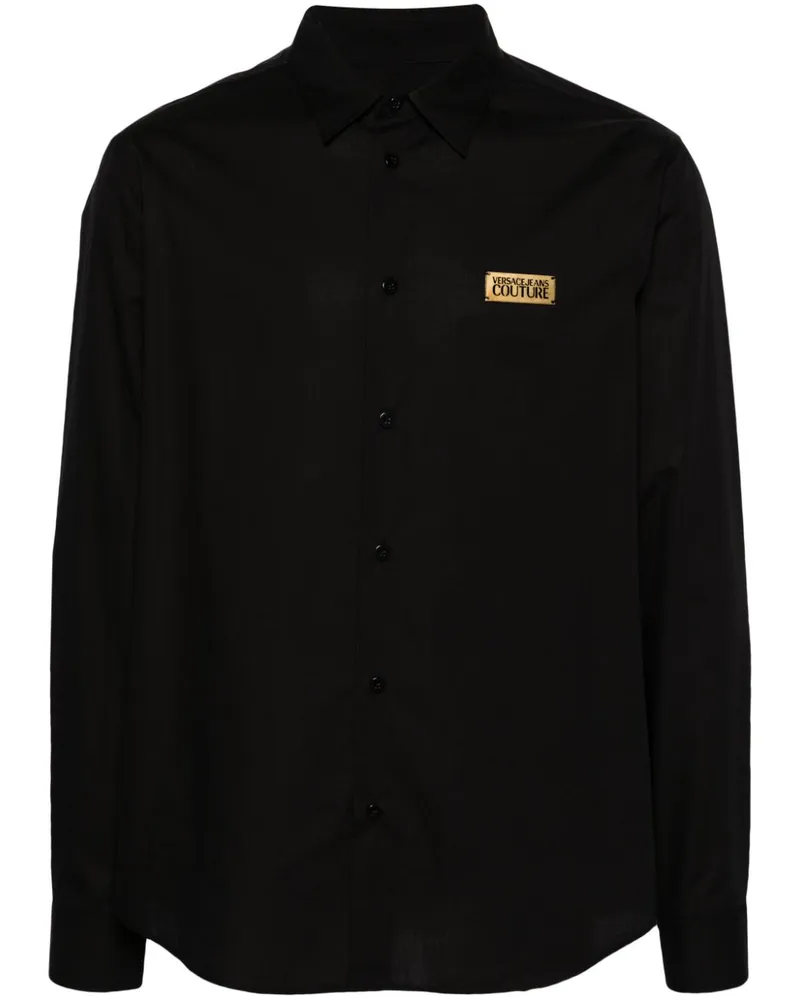 Versace Jeans Hemd mit Logo-Schild - Schwarz Schwarz