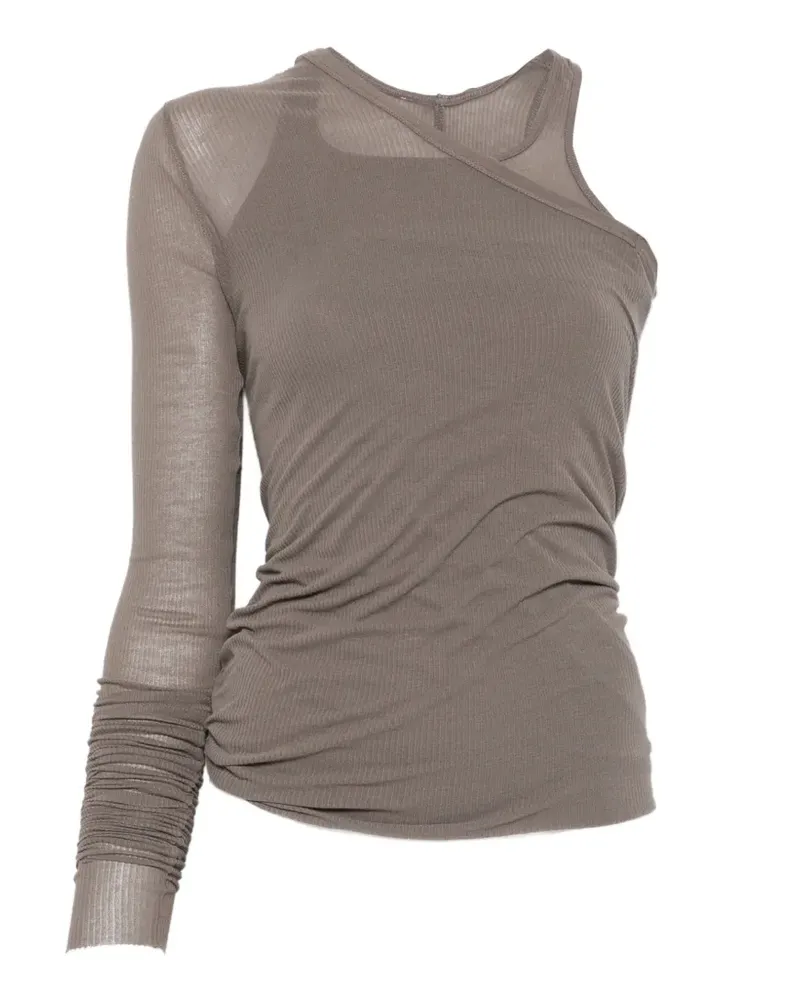 Rick Owens Banana asymmetric ribbed top - Grau Grau