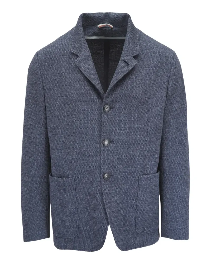 Canali Strukturierte Jacke mit fallendem Revers - Blau Blau