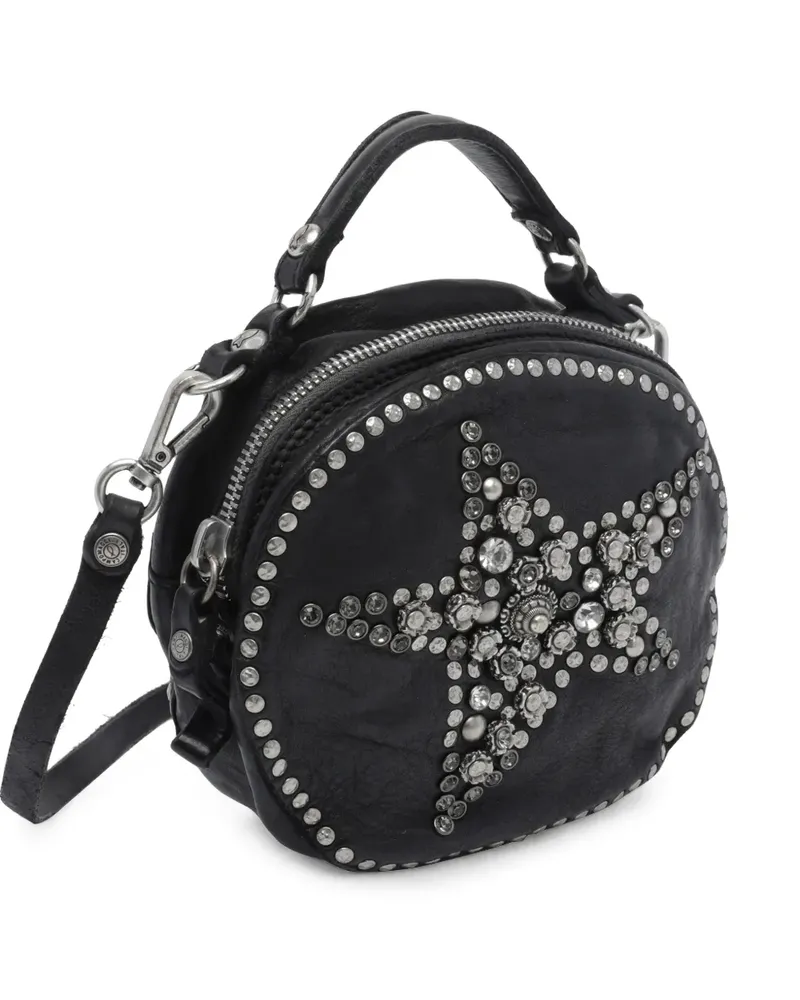 Campomaggi Schultertasche mit Sternverzierung - Schwarz Schwarz