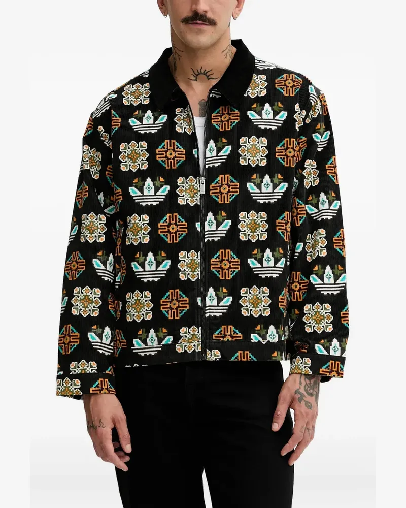 adidas corduroy patterned-detail jacket - Schwarz Schwarz