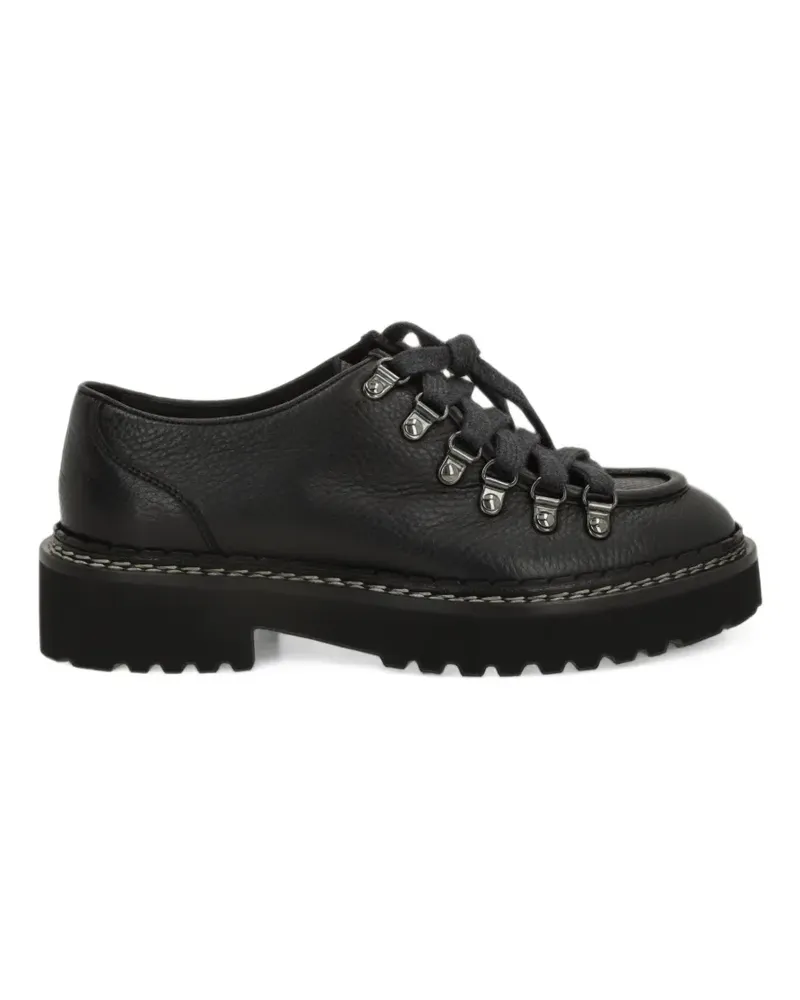 Doucal´s Schnür-Derby-Schuhe aus gekörntem Leder - Schwarz Schwarz