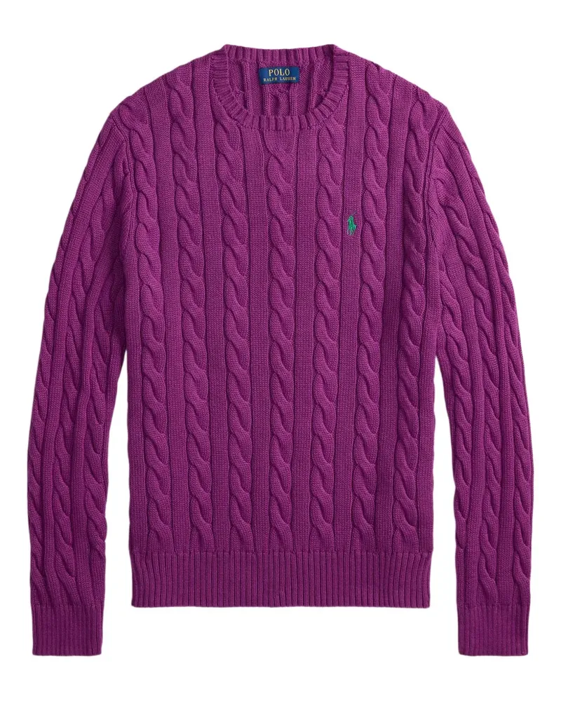 Ralph Lauren Bestickter Pullover mit Zopfmuster - Violett Violett